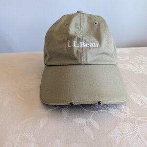 LL Bean LED Lighted Pathfinder Baseball Cap Hat Tan Khaki Adjustable 100% Cotton